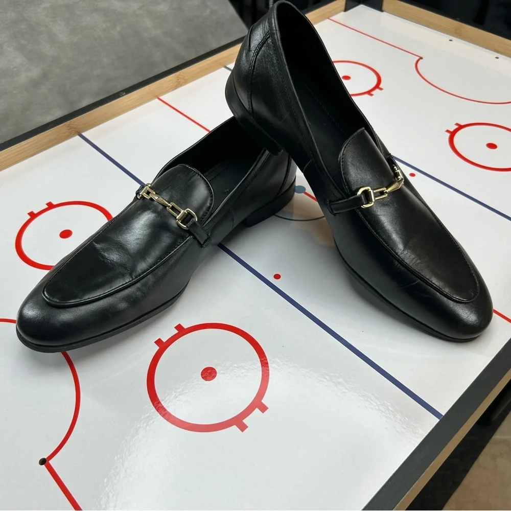 ZARA Horse‎ Bit Loafers Men’s Dress Casual Shoes + Gold Chain Color Black Size 7